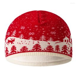 Berets Christmas Knitted Hat Winter Outdoor Warm Padded Thickened Men And Women Models Stretch Wool Cap