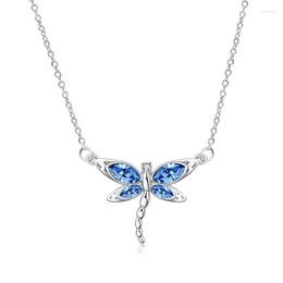 Pendant Necklaces Dragonfly Urn Necklace For Ashes Gifts Women Jewelery Girls Cremation With Blue Crystal