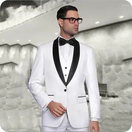 Men's Suits Custom Made White Men For Wedding Groom Tuxedos Slim Fit Terno Masculino 2Piece Man Blazers One Button Costume Homme