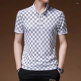 Men's Polos Arrive Men Summer Polo Shirt Short Sleeve Thin Print Plaid Casual IT Daily Fit Fashion Male Top Teen Classic Tshirt