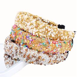 Personalized Natural Crystal Stone Headbands Colorful Stud Rhinestone Thick Women Headband Party Hairband New Fashion Crown Hair A2867