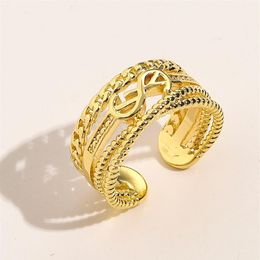 Designer Branded Jewellery Rings Womens 18K Gold Plated Copper Finger Adjustable Ring Women Love Charms Wedding Supplies Luxury Acce265Q