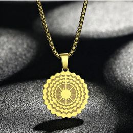 Pendant Necklaces LUTAKU Round Quality Engraved Sun Minimal Disc Stainless Steel Necklace For Women Dainty Jewellery Commemorative Gift