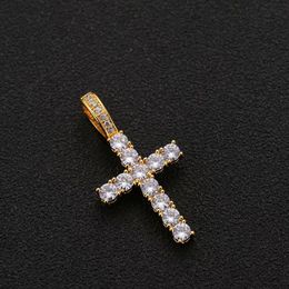 Hip hop hipster necklace Cross hiphop Pendant Zircon gold rap couple necklace gold chain full of diamonds mens jewelry ice out pendant luxury jewelry