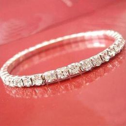 Whole- Women's Silver Plated Crystal Rhinestone Bangle Party Jewellery Gift Cuff Bracelet 6Y4S 7G56 9JCV2983