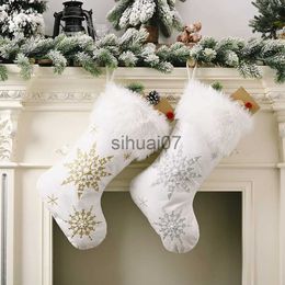 Christmas Decorations Christmas Gft Bag Flannel Pearl Snowflake Christmas Socks Decoration Supplies Creative New Plush Christmas Socks Gift Socks x1019