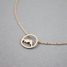 Rose Gold Range Mountain Necklace Women Simple Jewellery Bridesmaid Gift Stainless Steel Choker Circle Pendant Collare Femme 2020267d
