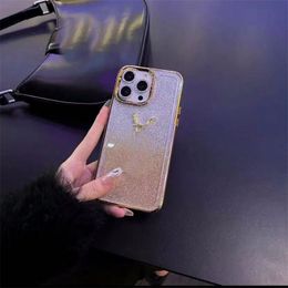 Brand Phone Case Tempered Glass Mirror Cases Apple 14Pro Mimi 13 12 11 7 8 Plus Shiny Sparkling Luxury Designer Personalised Phone Cover