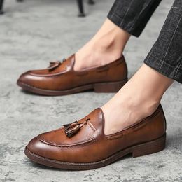 Dress Shoes Men Casual Leather Shoe Tassel Anti-slip Driving Moccasins Comfortable For Outdoor Fashion Man