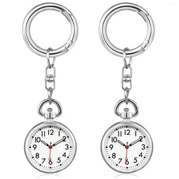 Pocket Watches 2 Pcs Student Form Round Clip-on Nurses Portable Men's Digital Pointer Band Glass Doctors Women