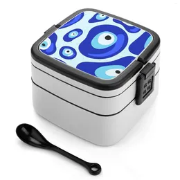 Dinnerware Blue Evil Eye Pebbles Patterns Bento Box Student Camping Lunch Dinner Boxes Protective Charm Turkish