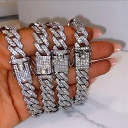 2021 Top Sell 12mm Wedding Pendant Sparkling Hip Hop 18K White Gold Fill Full Crystal Vintage Jewelry Women Link Chain Cross Cuba 256N