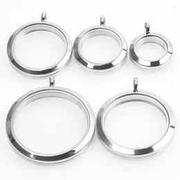 Pendant Necklaces 1Pc Stainless Steel Round Glass Medallion Memory Picture Locket For Living Relicario Chain Collier Jewelry Accessories