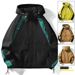 Men's Jackets Men'sspring And Autumn Hooded Loose Fitting Work Clothes Trendy Outdoor Windproof Waterproof Colour Matching Casual Coat