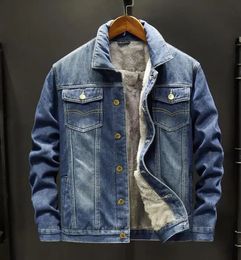 Mens Jackets Autumn Winter Denim Jacket For Men Fleece Coat Thickened Warm Jean Outwear 231018