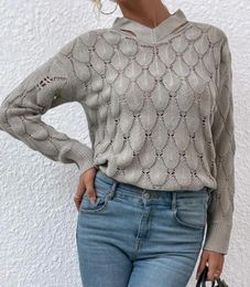 Women's Sweaters 2023 Clothing Selling Casual Fashion Pressure V-Neck Off Shoulder Hanging Neck Hollowed Out Sweater In Stock