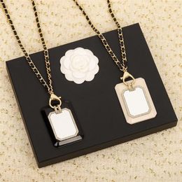 Pendant Necklaces 2022 Brand Fashion Jewellery Women Gold Colour Black White Mirror Leather Chain Necklace Big Fine Top Quality Luxur270W