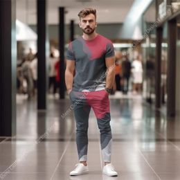 Men's Tracksuits 3D Printing Tracksuit Men Fashion Streetwear Short Sleeve T-Shirt Pants Sweat-Shirt Set Clothes For Clothing 2023