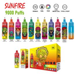 2023 Shenzhen Best Selling Sunfire 9000 Puffs 9K Disposable Vape E Sigarette Tornado 7000 Vapour Rechargeable Puffs 9000 10000 Vapers Device 0% 2% 5mg Factory Instock