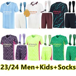 HAALAND Soccer Jerseys 23 24 DE BRUYNE PHILLIPS MANS CITIES GREALISH FERRAN MAHREZ FODEN BERNARDO JOAO CANCELO Z RODRIGO Football Shirt adult Kids socks Ederson M.