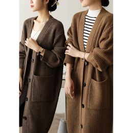 Women's Sweaters Foreign air pocket over knee long cashmere cardigan women autumn winter Korean version of sweater coat loose wool overcoat 231019