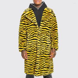 Men's Trench Coats Fur Proof Long Windbreaker For Men Bright Zebra Pattern Street Fashion Personality Autumn And Winter Style