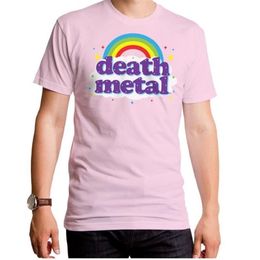 Men's T-Shirts Death Metal Rainbow T-Shirt Unisex Women Aesthetic Kawaii Cute Cotton Pink Graphic Funny Tee Casual Streetwear236G