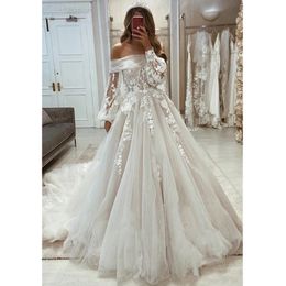 Appliques One Shoulder Wedding Dresses Split A-Line Bride Gow With Bow Swoop Train Bride Dress Robe De Mariee