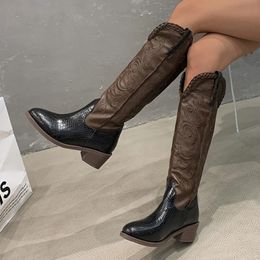 Boots 2023 High Quality Shoes Female Sleeve Women Winter Pointed Toe Mixed Colours Tube Square Root Large Size Knight 231019