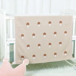 Blankets Swaddling born 100%Cotton Knitted Toddler Stroller Soft Sleep Swaddling Infant Boy Girl Plaid Bedding Crib Quilt 100*80CM 231017