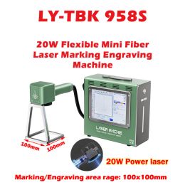 TBK 958S Mini Fibre Portable Handheld Laser Marker Marking Engraving Machine Built-In Computer Lithium Batter Work Scope 20W