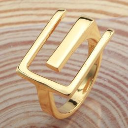 Cluster Rings Punk Big Rectangular Wide For Women Fingers Gold Colour Trendy Statement Ring Charms Fashion Jewellery