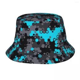 Berets Hexagonal Camouflage Bob Hats Summer Beach Getaway Headwear Geometric Military Endless Camo Fishing Cap Boonie Hat UV Protection