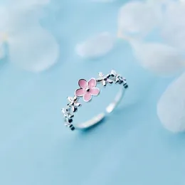 Cluster Rings 2023 Romantic Sweet Flower Open Adjustable For Women Fashion Korean Enamel Flowers Wedding Party Ring Jewelry Gifts