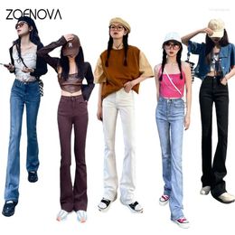 Women's Jeans ZOENOVA Flare Low Waist Loose Stretch Jean Women Pants 2023 Elastic Fashion Boyfriend Style Denim Pant Trousers 5 Color