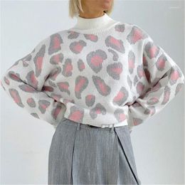 Women's Sweaters Leopard Sweater Woman Autumn Winter 2023 Fashion Turtleneck Pullover Knitted Jumper Sweatshirt