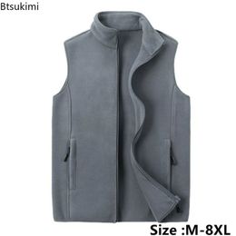 Mens Vests Thick Warm Fleece Vest Jacket Spring Autumn Oversized Outdoor Sports Fishing Coat Male Coats 231019