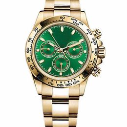 Rolaxs Watch Mens Master Design Sports Style Automatic Movement Gold Stainless Steel Case Green Dial Folding Button