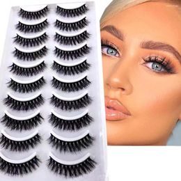 False Eyelashes Full 10pairs Super Fluffy 3D Mink Faux Natural Long Wispy Short Fake Makeup Beauty Extension Tools