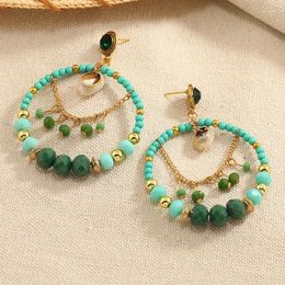 Dangle Earrings Beaded Vintage Circles Seashells Crystal Multi-Layers Trendy Minimalist Hand Knitting Alloy Bohemia Rice Bead