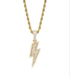 Lced Out Bling Light Pendant Necklace With Rope Chain Copper Material Cubic Zircon Men Hip Hop Jewelry locket necklaces for women3911634