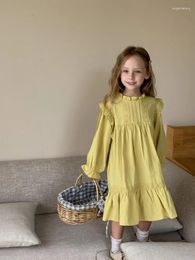 Girl Dresses Dress Cute 2024 Autumn Spring Baby Children's Loose Long -Sleeved Ruffled 2 3 4 5 6 7 8 9 10 Years Clothes