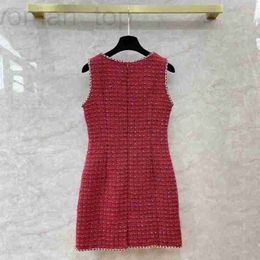 Urban Sexy Dresses Designer new tweed designer dress 2023 red party sexy fashion chain womens clothing Mother's Day birthday gift 5FOL