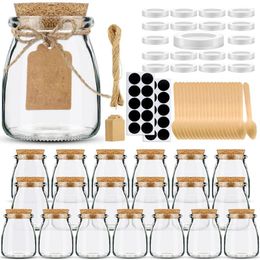 Party Decoration Glass Jars With Lids - Yoghourt PE & Cork Wooden Spoons Chalkboard Labels 100ML