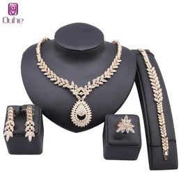 Italy Elegant Star Crystal Necklace Bracelet Wedding Party Women Earrings Ring Bride Accessories Jewelry Sets