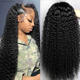 Synthetic Wigs 13x4 Kinky Curly Wig Human Hair HD Transparent Lace Frontal Wig Lace Front Human Hair Wigs For Women 4x4 Lace Closure Wig Remy Q231019