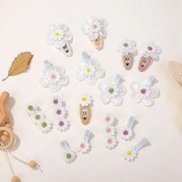 Hair Accessories 10pcs Daisy Flower Baby Clips Supplies Neutral Fabric Embroidery Girl Hairpins Handmade Toddler Barrettes