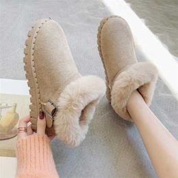 Top Boots Snow Boots for Women Wearing Winter Outerwear New Style One Foot Plush Shoes Korean Version Student Warmth Cotton Shoes