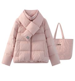 Winter Jacket Puffer Jacket Scarf Letter Short Thickened Down Jacket Women