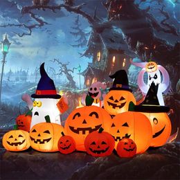 Other Festive Party Supplies 230cm 7pcs Inflatable Halloween Pumpkin Outdoor Garden Decoration Blowing Up Toys with LED Lights Christmas Gift Decor 231019